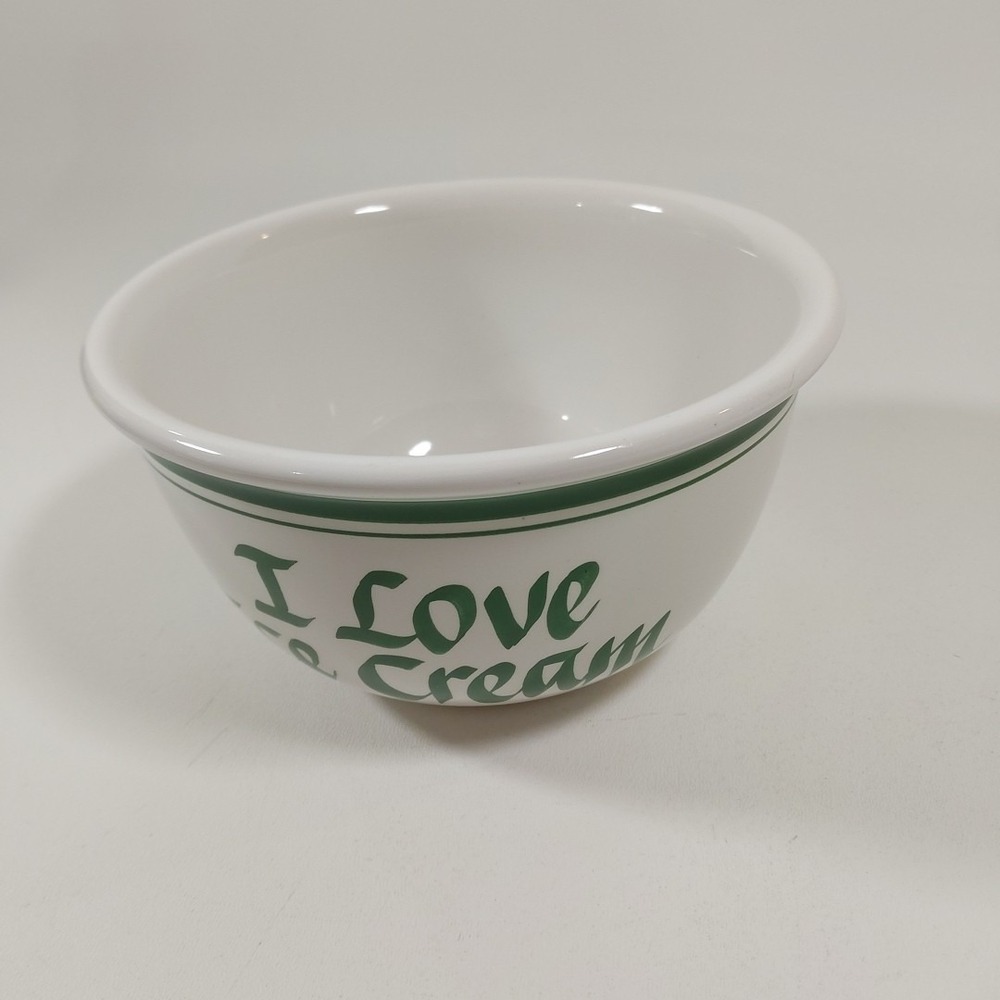 Clay Design Ice Cream‎ Junkie Bowl - 1qt Extra Large Jumbo vtg Green White